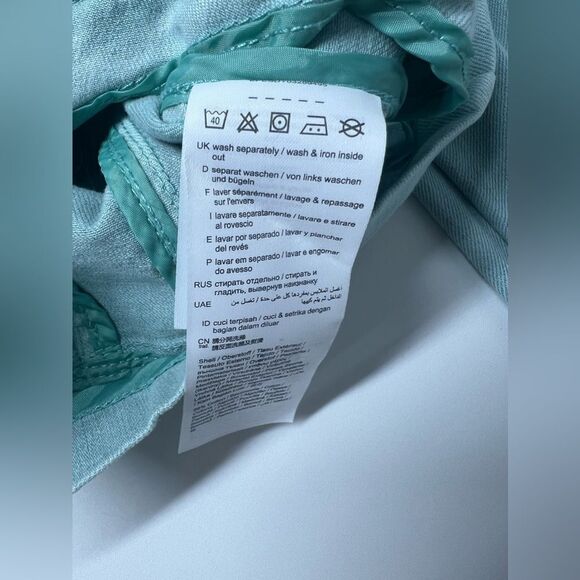 EDC Turquoise Blue Denim Moto Jacket Cotton Full Zipper EU S/ US S Y2K NWOT - Picture 9 of 14